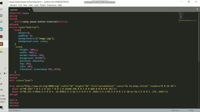 Make A Fully Functional Play Pause Button For Music Application | Tutorial #4|Html, Css And Java