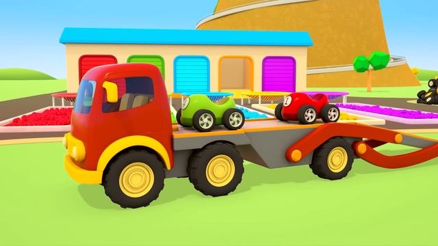 Helper Cars save the day. Learn animals & learn colors for kids with buses. Car cartoons for kids. смотреть онлайн