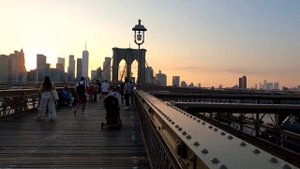 Прогулка на закате по "Бруклинскому мосту" в Нью-Йорке (от Бруклина до Манхэттена)