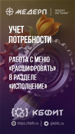 КБФИТ: МЕДЕРП. Учет потребности: Работа с меню «Расшифровать» в разделе «Исполнение»