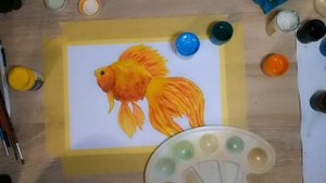Золотая рыбка. Живопись гуашью