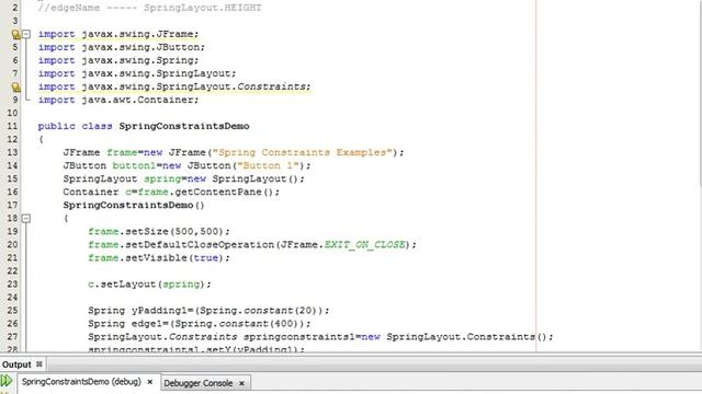 Java Programming Tutorial -SpringLayout.Constraints-21- public void setConstraint(String edgeName ,