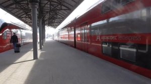 Новый двухэтажный аэроэкспресс ЭШ2-002+ЭШ2-010. Обзор на Павелецком Вокзале!
