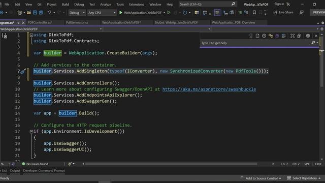 how to generate pdf in dot net core web api