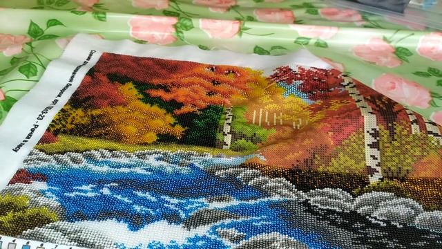 Обзор вышивки бисером "Речка в лесу" от фирмы Фурор и подбор бисера к схеме смотреть онлайн