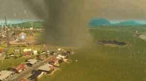 На мой город обрушился торнадо и гроза! игра из steam:Cities Skylines