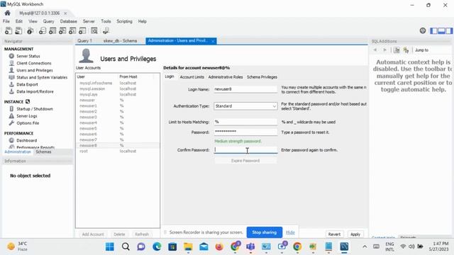Create Database and user in mysql workbench || MYSQL WORKBENCH Tutorial for bigginers 2023