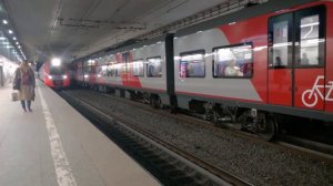 #МетроФан прибытие и отправление поездов эс2г на станции Площадь Гагарин МЦК