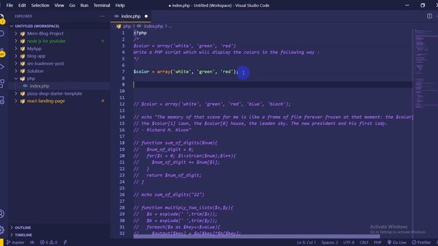 PHP - Exercises, Practice, Solution [ 19 ] array will display