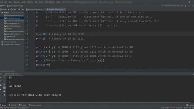 Python  Tutorial  9  | Python Operators , Bitwise Operator | pythonSTACK