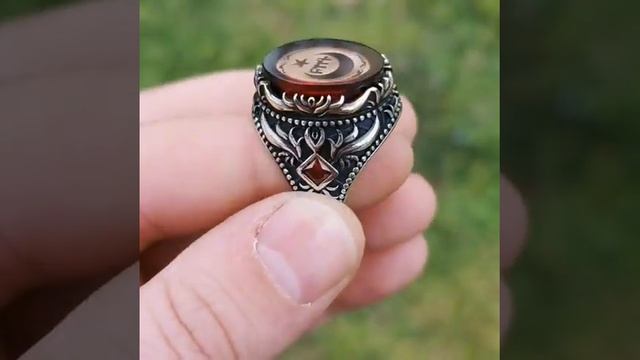 Кольцо мусульманское мужское с рисунком луна и звезда полумесяц смотреть онлайн