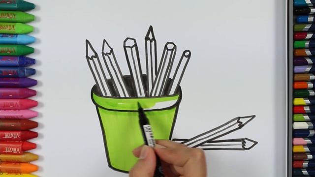 Как рисовать карандаш ? | Раскраски для карандашей | Раскраски | Для детей | Узнать цвета смотреть онлайн
