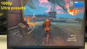 Lenovo Legion 7 Slim - Gaming test with various settings.