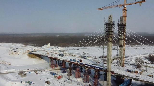 Строительство трассы М-12 [4 этап] мост через Оку - -23.02.2023- - смотреть онлайн