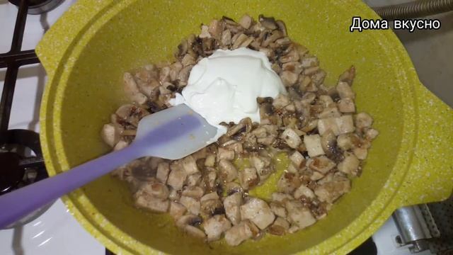 ВСЕ НА ОДНОЙ СКОВОРОДЕ. СПАГЕТТИ С МЯСОМ И ГРИБАМИ