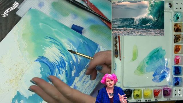 How to Paint Watercolor Splashy Foamy Wave Step by step | The Art Sherpa