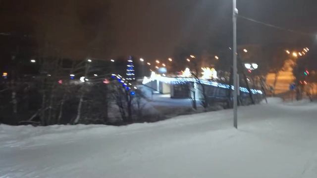 Зимняя сказка.Прогулка ночью на моноколесе по Мурманску смотреть онлайн