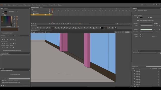 Adobe Animate Урок 2- Рисуем фон, пользуемся маской и камерой. смотреть онлайн