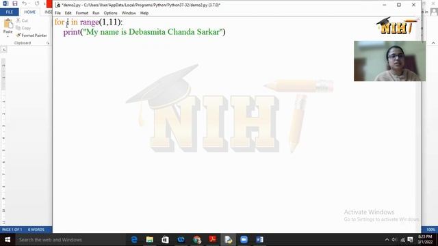 Class- 7 To 10: Computer Science: Iteration in Python - Demo Class by DEBASMITA CHANDA SARKAR T8705