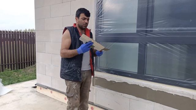 СФТК Мокрый Фасад, утепление газобетона пенопластом ППС16ф 120мм, начало работ, провеска, примыкани смотреть онлайн