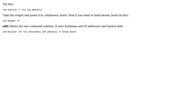 ssh-keyscan - still promoted with The authenticity of host '[hostname] ([IP address])' can't be... смотреть онлайн