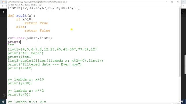 Python Lambda function | lambda filter() | lambda map() | lambda with list | lambda with tuple
