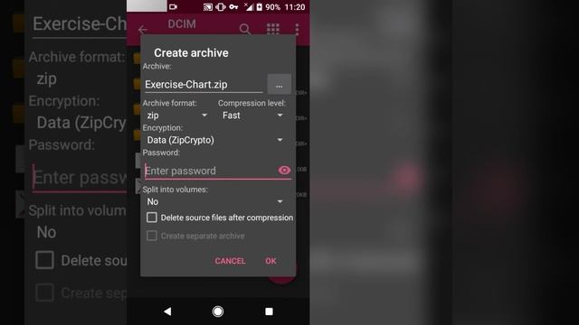 Creating a zip file on android for free