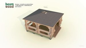 Беседка четырёхскатная 4х4 из бруса (сборка 3d)
