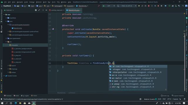 How to Create StopWatch from Scratch in Android Studio | Android Studio Tutorial |Android Projects