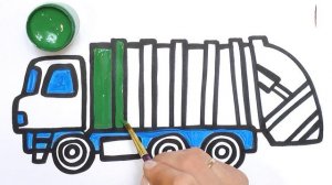 Как нарисовать и раскрасить МУСОРОВОЗ / мультик раскраска ГРУЗОВИК / Раскраски Малышам