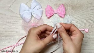 Бантики из эко кожи своими руками с косичками ? Мастер класс Канзаши ? DIY