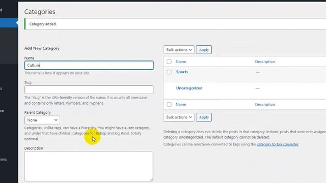 Create New Categories in WordPress
