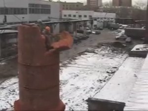 Демонтаж дымовых кирпичных труб снос