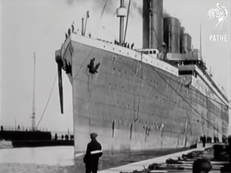 Кинохроника. Титаник в бухте Белфаст Лох, 2 апрель 1912. Titanic in Belfast Lough, 2 April 1912.