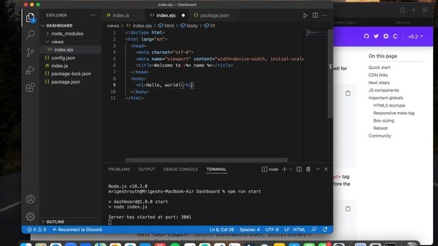 Discord Bot Dashboard | Episode 2, Settings up EJS and Bootstrap смотреть онлайн