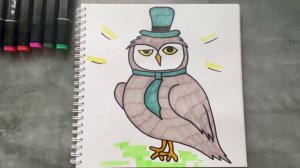 Рисуем с детьми сову в шляпе фломастерами. Как нарисовать сову. Рисунки для срисовки.