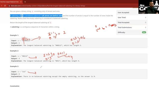 2609. Find the Longest Balanced Substring of a Binary String | Weekly Contest 339 | LeetCode 2609