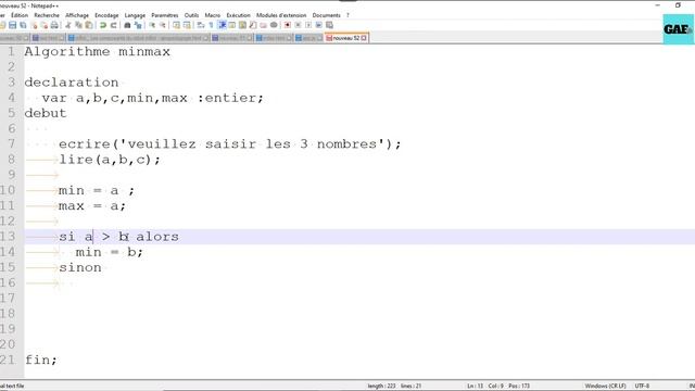 Le min et max de 3 nombres - algorithme смотреть онлайн