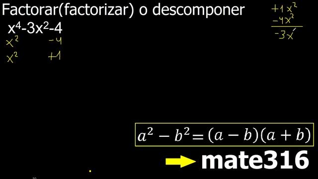 x4-3x2-4 factorar descomponer factorizar polinomios ejercicio resuelto смотреть онлайн