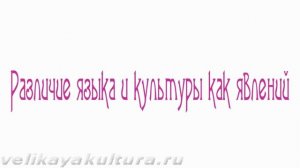 Язык и культура (взаимосвязь и различие понятий)