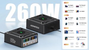 Зарядное устройство 260W Asometech Model 868D PD 3.1 дисплей Беспроводная зарядка пять портов USB