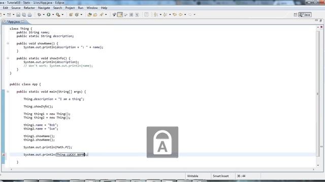 Learn Java Tutorial for Beginners, Part 19: Static (and Final) смотреть онлайн