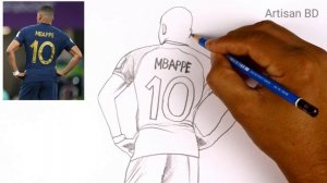 Drawing of Kylian Mbappe / Easy Pencil Sketch, mbappe from PSG