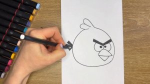 Як намалювати Angry birds Red легко покроково / Уроки малювання / How to draw Angry birds Red easy