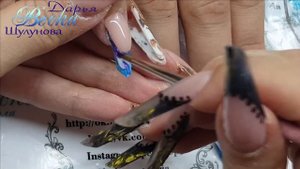 Сложная коррекция на аквариумный френч  Коррекция со сменой аквариумного дизайна ногтей