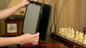 Чехол бизнес класса для iPad Pro 12.9" с визитницей черный натуральная кожа "Prestige" Италия