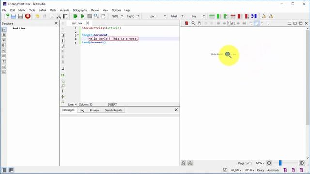 Write your first LaTeX document using TeXstudio