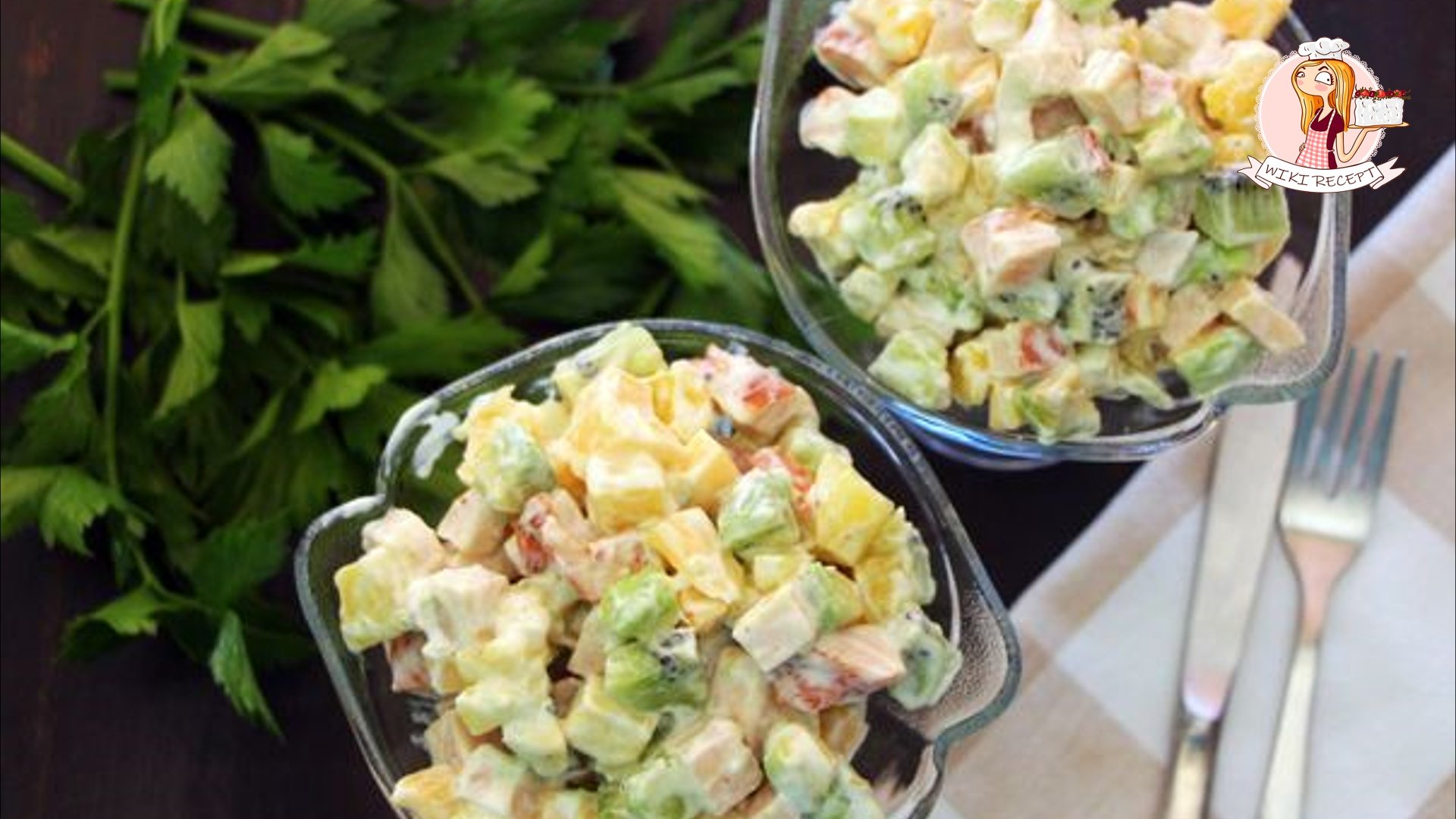 САЛАТ с КОПЧЕНОЙ КУРИЦЕЙ, ананасами, киви и авокадо. Бесподобный рецепт!