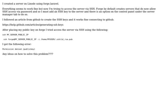 How to correctly setup a SSH Key @ forge.laravel.com? смотреть онлайн