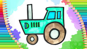 Как нарисовать синий трактор для детей / Рисунки и раскраски малышам / Мультик раскраска